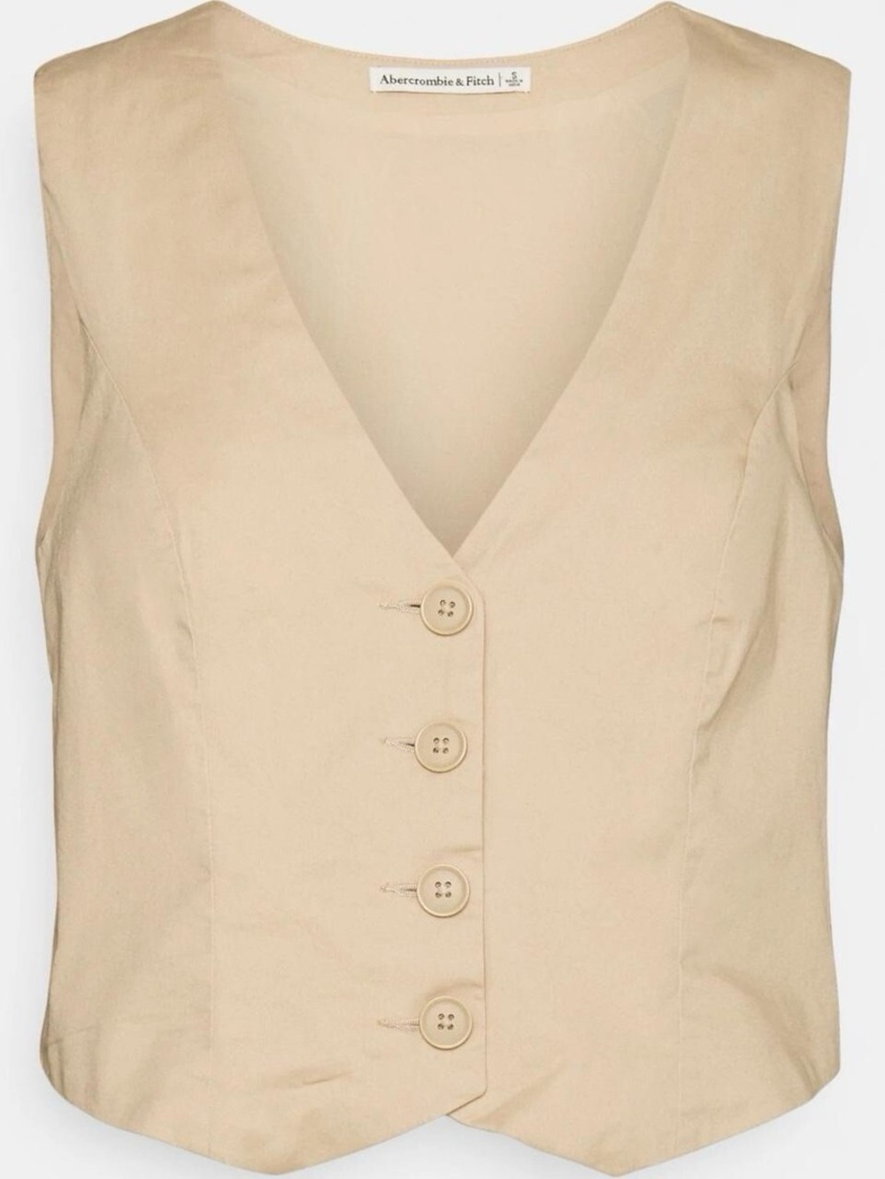 Abercrombie & Fitch NWOT Beige Tan V Neck Button Down Sleeveless Vest (Medium)